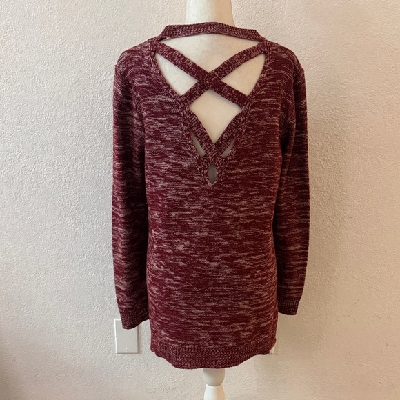 Women's Crew Neck Sweater with Back Detail - Picture 3 of 3